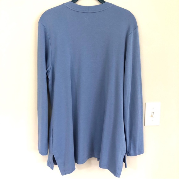 Isaac Mizrahi Live! Essentials Pima Cotton Knit Cardigan in Blue, Size M - Picture 8 of 12